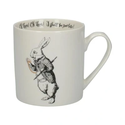 Immagine di V&amp;A Tazza a tema Alice nel paese delle meraviglie, in confezione regalo, grafica con il Bianconiglio, porcellana fine, colore bianco, 350 ml
