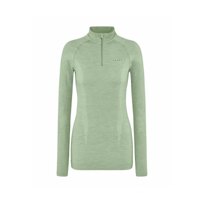 Immagine di Falke Wooltech Longsleeve ZIP FOR COLD TO VERY Conditions Maglietta intima Quiet green, Donna, Taglia: Medium, green