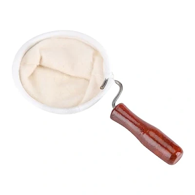 Immagine di Filtro da caffè in tessuto, flanella lavabile riutilizzabile per fatto a mano con manico legno americano, parte tessuto staccabile(Grande)