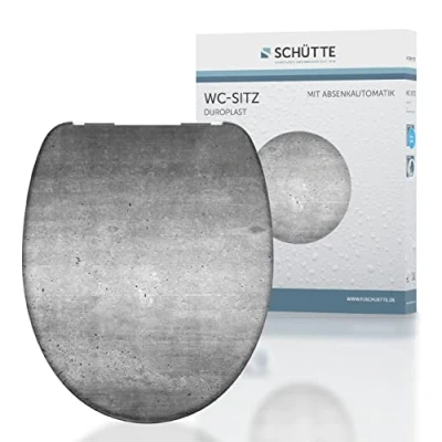 Immagine di Schütte Sedile Duroplast 82155 con abbassamento Automatico, Adatto a Tutti i WC Standard, Portata Massima 150 kg, Colore, Grigio, Industrial Grey