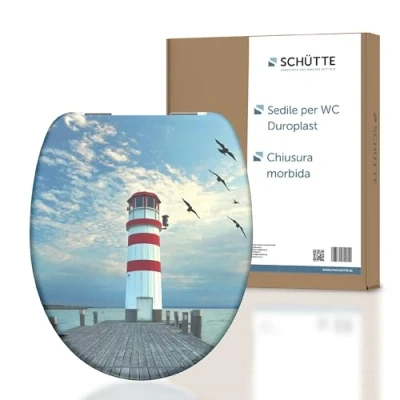 Immagine di SCHÜTTE sedile WC LEUCHTTURM con sistema di abbassamento automatico, adatto per tutti i comuni in commercio, (carico massimo 150 kg)