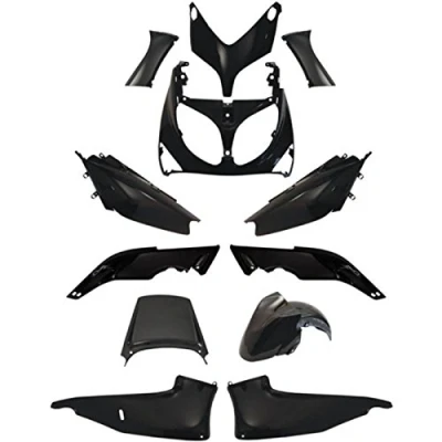 Immagine di one by camamoto kit set carene complete plastiche compatibile con (cod 77380003 in abs 12 pezzi colore nero lucido yamaha t max 500 anno dal 2001 al 2007)
