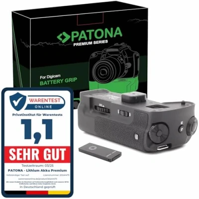 Immagine di PATONA 1490 Impugnatura portabatteria DMW BGG1 Compatibile con Panasonic Lumix DMC G80 G81 G85 telecomando (scomparto per 1x batterie BLC12)