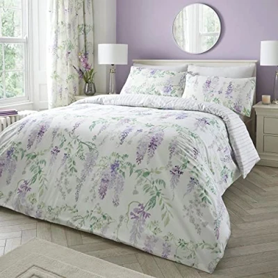 Immagine di Dreams &amp; Drapes Design Wisteria Set copripiumino reversibile, per letto singolo, colore: lilla