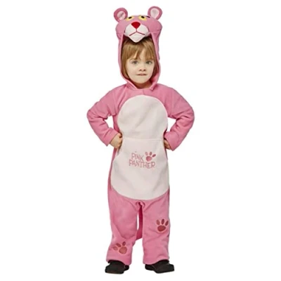 Immagine di Smiffys costume da pantera rosa, tutto in uno, con cappuccio, licenza ufficiale Pink Panther, per bambini