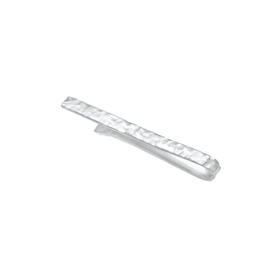Immagine di Kuzzoi fermacravatta da uomo finemente strutturato, (3,5 mm) lucido per cravatte normali, Argento sterling 925, gioiello cravatta dal look martellato,