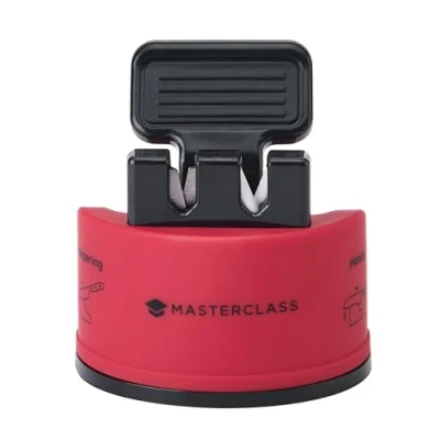 Immagine di MasterClass Smart Sharp Affilacoltelli doppio con 2 lame per affilare e levigare coltelli in acciaio inox ceramica, rosso