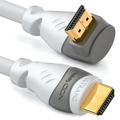 Immagine di deleyCON 5m Cavo HDMI con un Angolo di 270 Compatibile 2.0/1.4 UHD 4K HDR 3D 1080p 2160p ARC High Speed Ethernet Bianco