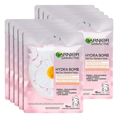 Immagine di 10x Garnier SkinActive Maschera in Tessuto Hydra Bomb Camomilla 2 Confezioni da 5 Maschere Monouso