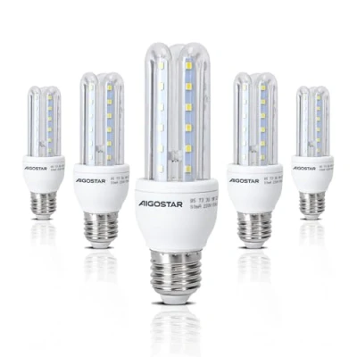Immagine di Aigostar Confezione da 5 Lampadine a LED E27 9W, Luce Bianca Fredda 6500K, 840 lm,Angolo di 360, Non Regolabile,LED Lampadina B5 T3 3U