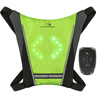 Immagine di Maclean MCE420 Gilet di Sicurezza ad alta visibilità con Indicatore luminoso a LED Telecomando Running Cycling USB da Ciclismo
