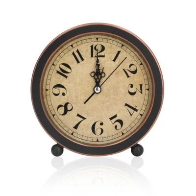 Immagine di Sveglia Retrò,Metallo Silenzioso,Classica da Comodino Vecchio Stile 5 Pollici a Batteria,Orologio Tavolo Analogico Silenzioso,per Camera Letto, Comodino, Scrivania