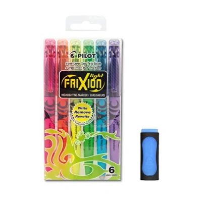 Immagine di Pilot Frixion Light Evidenziatori, Set da 6 (Neon + Gomma)