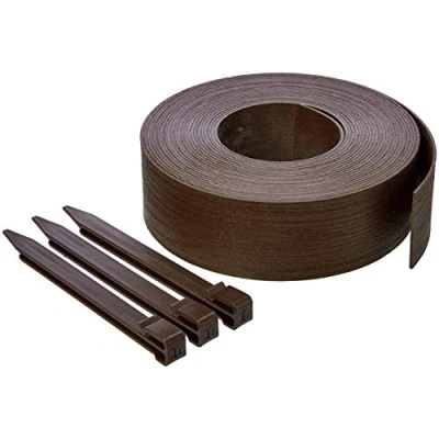 Immagine di Amazon Basics Bordura per aiuole con 10 picchetti, 8 cm/3 pollici x 12 m/40 piedi, Marrone