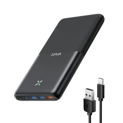 Immagine di Power Bank 30000 mAh, VRURC 22.5W Ricarica Rapida Caricatore Portatile, USB C Compatto Powerbank, PD3.0 QC3.0 Batteria Esterna con 4 uscite e 3 ingressi, Compatible iPhone Samsung etc