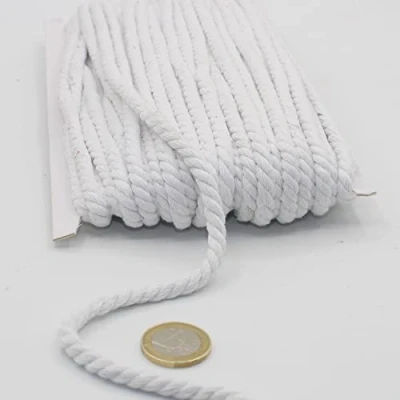 Immagine di Cordino in cotone rotondo, 20 metri, 05 mm, corda intrecciata con anima naturale, ideale per fai da te, cucito, versatile 5 mm 02 bianco