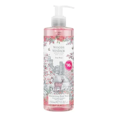 Immagine di Woods of Windsor Rose Hand Wash, Sapone idratante con note di Otto e rosa damascena, liquido per le mani pompetta aiutare ad ammorbidire, Profumo vera 350 ml