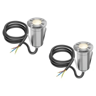 Immagine di ledscom.de 2 Lampada da incasso a pavimento GLOX LED per esterni, IP67, alluminio, rotonda, Ø 35 mm, bianco caldo, opaca