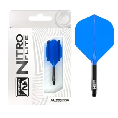 Immagine di RED DRAGON Freccette Nitro Flite Integrated Flight &amp; Shaft System N. 2 Forma e design Colore nero blu, lunghezza intermedia