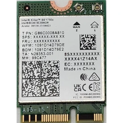 Immagine di Intel Killer BE200 1750x &amp; BT 5.4 Wi Fi 7 Card con M.2. pcie Key E Interface per processori Confezione singola. Latenza ultra bassa ideale i giochi., bianco/verde