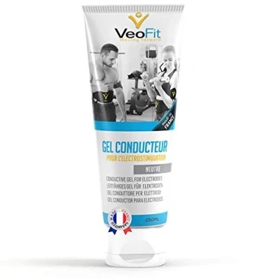 Immagine di VEOFIT Gel Conduttore Elettrostimolazione 250mL, per Elettrostimolatore EMS, TENS, Elettrodi elettrostimolatori, Pad Migliora l’Aderenza degli Made in France