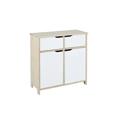 Immagine di Inter Link Cassettiera Buffet 2 Ante cassetti Legno massiccio in MDF bianco latte Gudjam V1