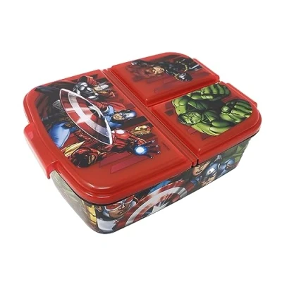 Immagine di Contenitore per il pranzo bambini, a scelta: Frozen, PJ Masks, Spiderman, Avengers, Mickey, Paw Patrol, in plastica senza BPA, eroi Avengers
