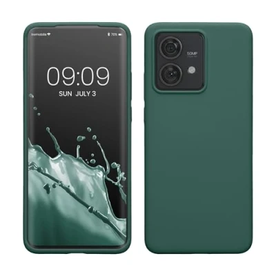 Immagine di kwmobile Cover per Motorola Edge 40 Neo Custodia Back Case Smartphone in Silicone TPU Protezione Gommata verde militare