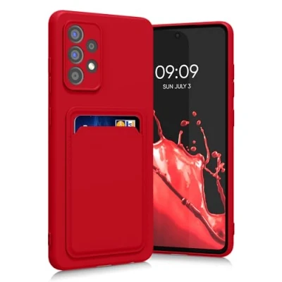 Immagine di kwmobile Custodia Compatibile con Samsung Galaxy A52 / 5G A52s Cover Back Case Cellulare Slot Porta Carte Morbida in Silicone TPU rosso