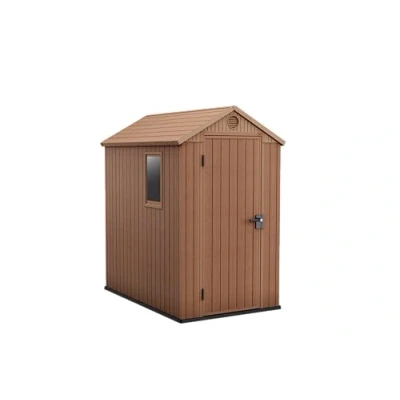 Immagine di Keter Casetta da Giardino Darwin 4x6, Finitura Effetto Legno, Colore Marrone, 2 m², 125,8x184,5x205H cm