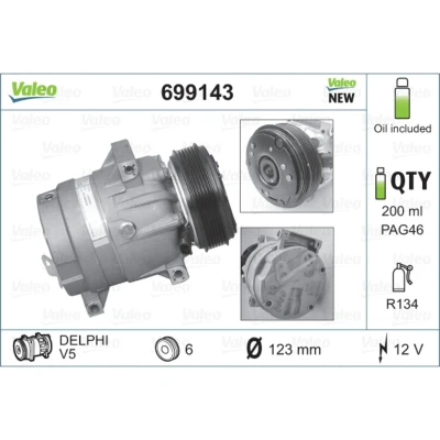 Immagine di VALEO NEW ORIGINAL PART 699143 compressore Aria Condizionata 5V16 12 PAG 46 R 134a con olio RENAULT: Scénic 1, MASTER 2 Kasten
