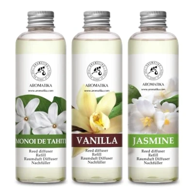 Immagine di Ricarica Diffusore per Ambiente Monoi de Tahiti &amp; Vaniglia Gelsomino 3x200ml Fragranza Intensa e Duratura Aromaterapia Deodorante Ambienti Profumi esotici Profumo