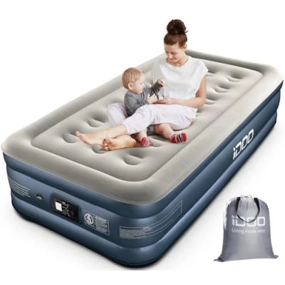 Immagine di iDOO Letti Gonfiabili,Letto ad Aria Gonfiabile con Pompa Integrata, Gonfiamento/Sgonfiamento Rapido Automatico in 3 Minuti,Superficie Superiore Letto Confortevole,99x188x38cm,Fino a 250Kg(Singolo)