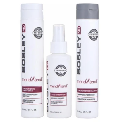 Immagine di BosleyMD mendXtend kit per stimolare la crescita dei capelli danneggiati e secchi, shampoo, 150ml + balsamo, spray, 100ml