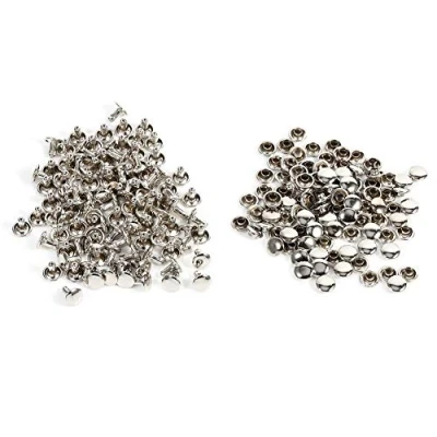 Immagine di rivetti in pelle confezione utensili per da 100 pezzi sDouble Cap Rivet metallo Craft Reps Borchie Decorazione 8 x 8mm(Silver)