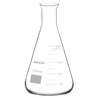 Immagine di stonylab Fiaschetta di Erlenmeyer in Vetro, 2000 ml Beuta Larga Bocca Vetro Borosilicato Boccetta Flask con Cerchio Resistente, 1 Pack