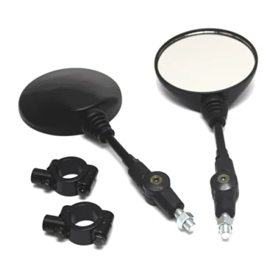 Immagine di 1 Pair Moto Specchietto Retrovisore Alluminio Manubrio Pieghevole Round Shape Rearview Side Mirror Base Accessori modificati per Street Cars Universal Scooter Specchietti Posteriore