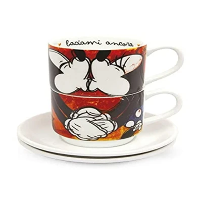 Immagine di Egan PWM02I/S Set Tazze Caffe, Modello Sweet Love, Porcellana, 80 ml, Rosso, 4 Pezzi, 2 unità