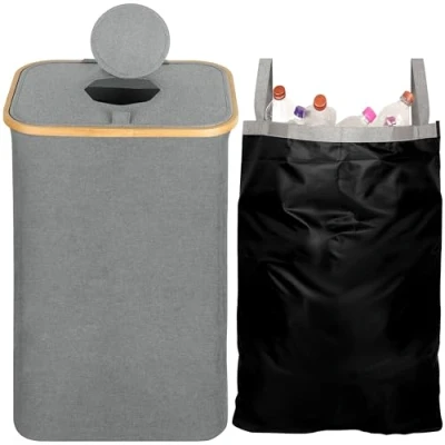 Immagine di BELLE VOUS Contenitore Raccolta Differenziata Bidone Grande 80 L con Coperchio e Borsa per Bottiglie in Plastica Vetro Cestino Pattumiera da Interno Spazzatura Cucina