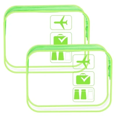 Immagine di 2 Pezzi Beauty Case da Viaggio, Busta per Liquidi Aereo, Trasparente, Borsa Portatile Trasparente Aereo(Verde Trasparente)