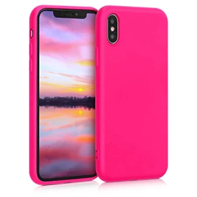 Immagine di kwmobile Custodia Compatibile con Apple iPhone X Cover Back Case per Smartphone in Silicone TPU Protezione Gommata rosa shocking
