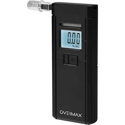 Immagine di Overmax AD Etilometro Digital Professionale Sensore Elettrochimico Calibrazione Un&#039;elevata Precisione Di Misurazione Fino A 0,07‰ Tempo Risposta 5s Alert Indicator Rosso E Suono 3 Boccagli (AD 05)