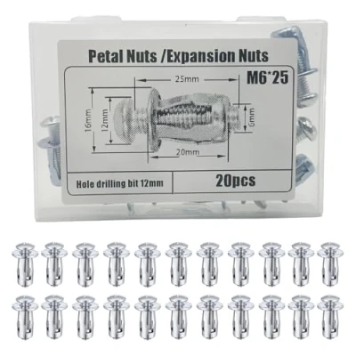 Immagine di Coffee Life Plus® Dadi Jack Petali di Espansione Sottili Fissaggi Dowels con l&#039;assemblaggio Viti Assemblaggio per parete Cava in sottile morbida (M6*25MM(20PCS))