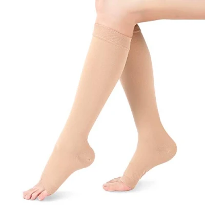 Immagine di Calze Compressione Graduata Donna, Elastiche a Compressione, Fascia Polpacci per Vene Varicose, Gonfiore, 1 Paio(Pelle M)