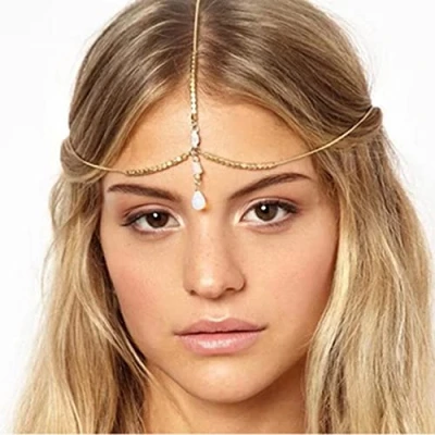 Immagine di Prosy da sposa strass testa catena copricapo fascia per capelli pezzo di festival gioielli la e le damigelle d&#039;onore (d&#039;argento)
