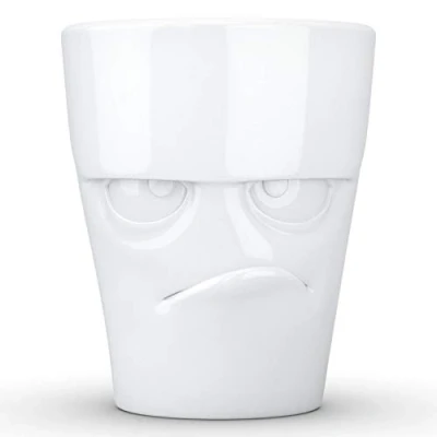 Immagine di Fiftyeight Products TASSEN Tazza in Porcellana con Manico, Edizione Grumpy Face, 325 ml, Bianca (Tazza da caffè Singola)
