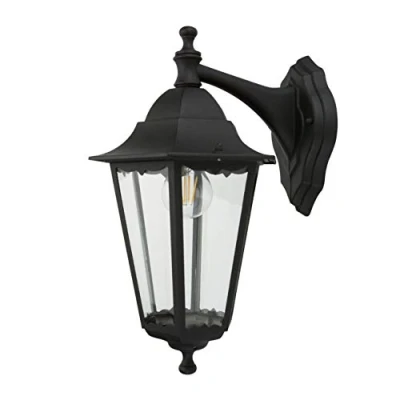 Immagine di Smartwares Wandleuchte Classico Aluminium/Glas/schwarz 10.009.09 Lampada da parete per esterno E27 Nero