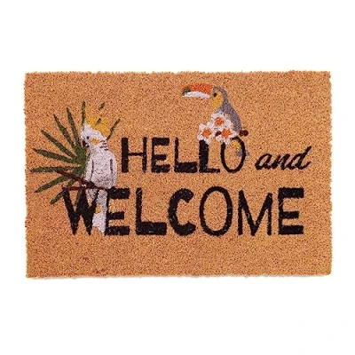 Immagine di Relaxdays Zerbino in Fibra di Cocco, 40x60 cm, Scritta Hello And Welcome Tappetino Interni Esterni Antiscivolo, Colorato, 80% 20% plastica