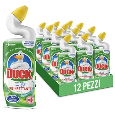 Immagine di Duck WC Gel Disinfettante Liquido per WC, Uccide fino al 99,9% dei batteri, Fragranza Pine, Formato Scorta da 12 pezzi