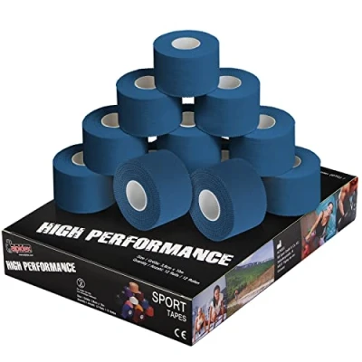 Immagine di ALPIDEX 12 x Sport Tape 3,8 cm 10 Nastro Adesivo Molti Colori 100% Cotone Non Elastico, Colore:Blu